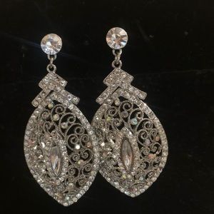 Diamonique Oval Dangle Earrings